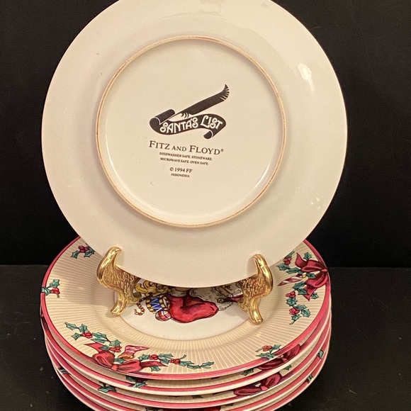 F F Santa's List set of 6 Side Plates 1994 Indonesia - Picture 2 of 5